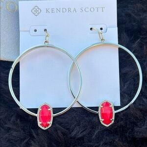 Kendra Scott gold tone Hoops with Bright Pink Accent